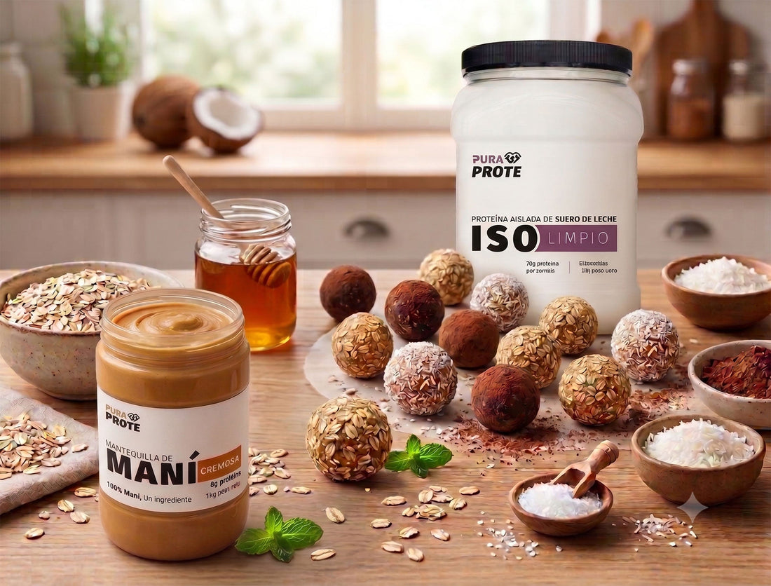 Energy Balls Proteicas, receta con proteína whey/ISO y mantequilla de maní Pura Prote