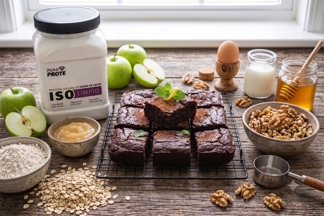 Brownies proteicos limpios y nutritivos, receta con proteína whey/ISO Pura Prote