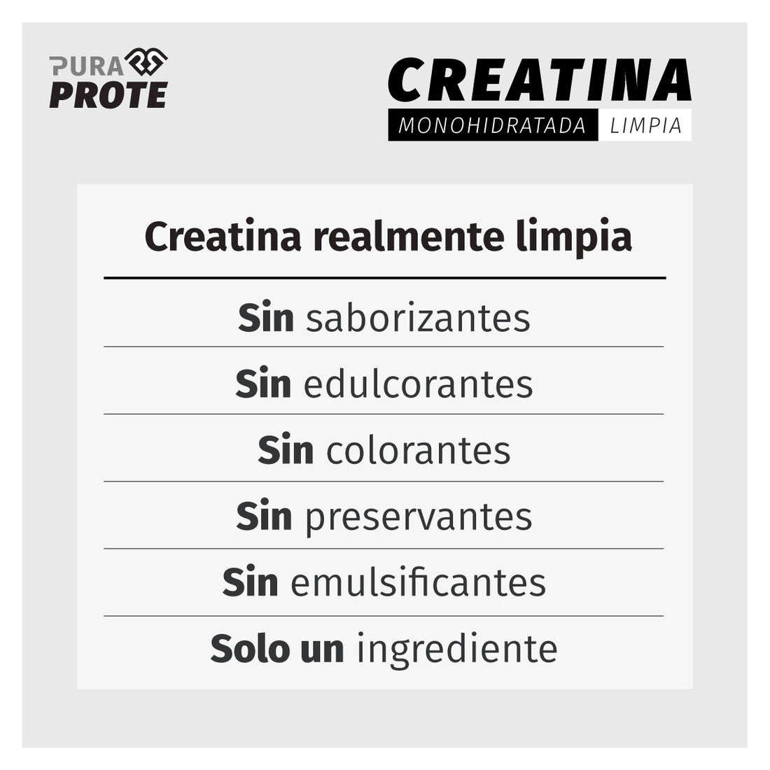 imagen tipografica de la creatina limpia alusivo a que no tiene aditivos