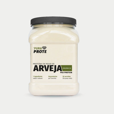 imagen frontal de tarro de proteina de arveja organica 30 porciones