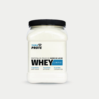 imagen frontal de tarro whey limpio con etiqueta