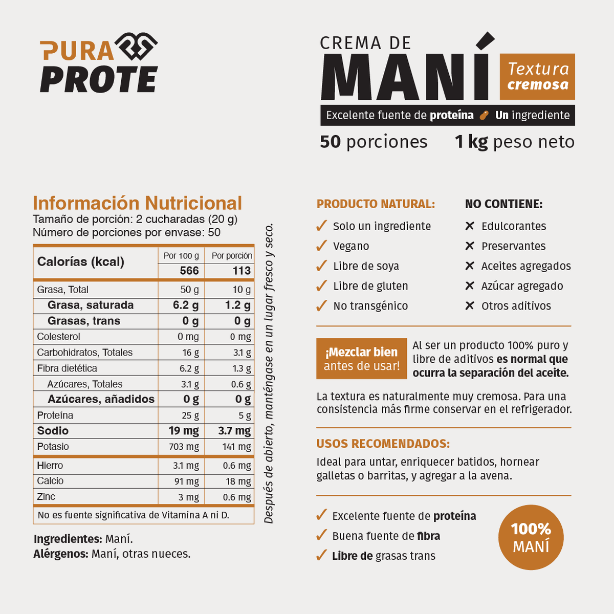 Crema de maní 1kg