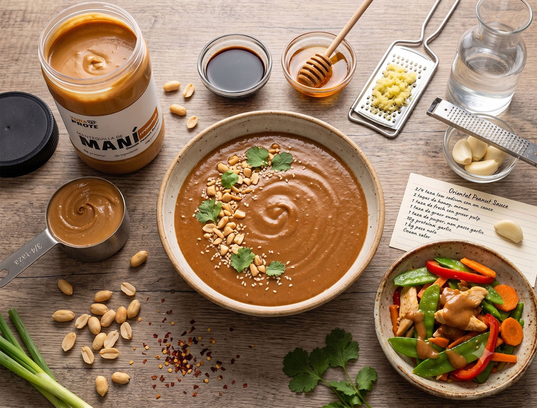 receta pura prote de salsa oriental con mantequilla de mani