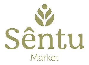 Logo for Sêntu Market with a green stylized leaf icon above the word 'Sêntu Market'.